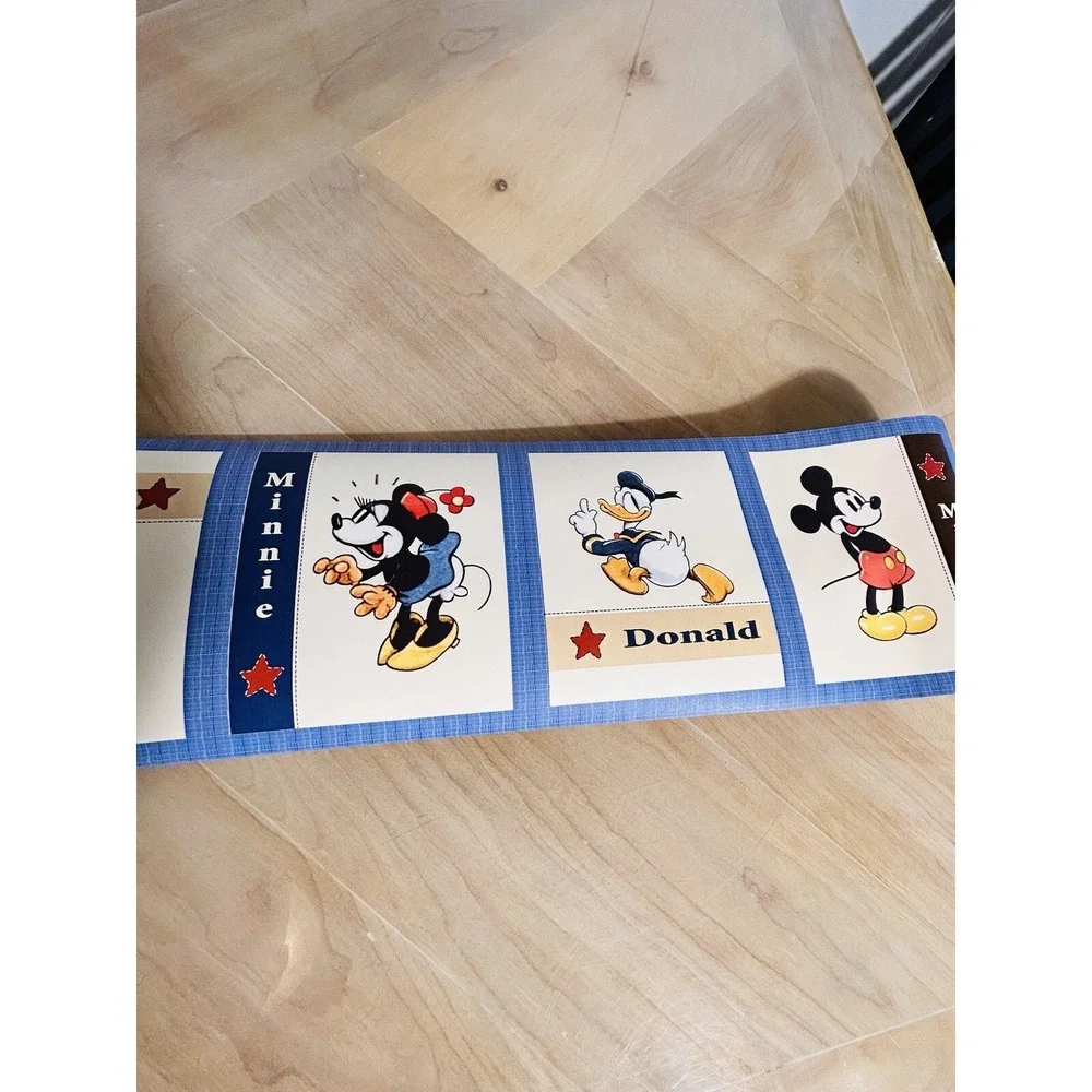2 Disney MICKEY OLD GANG Prepasted Wall Paper Boarder Mickey Minnie Donald